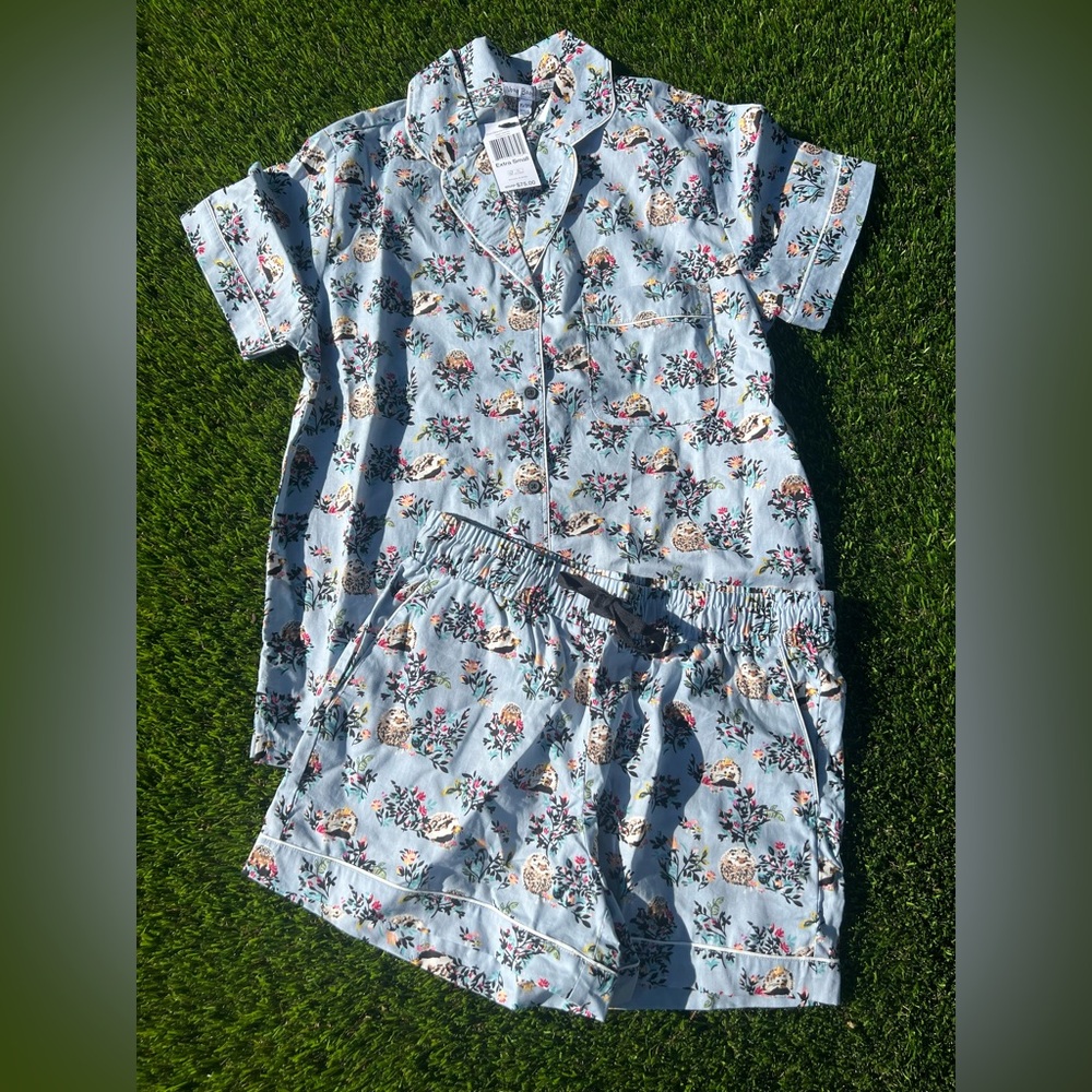 NWT Vera Bradley Hedgehog Wild Cotton Pajama 2pc Short Set XSmall $75 NEW